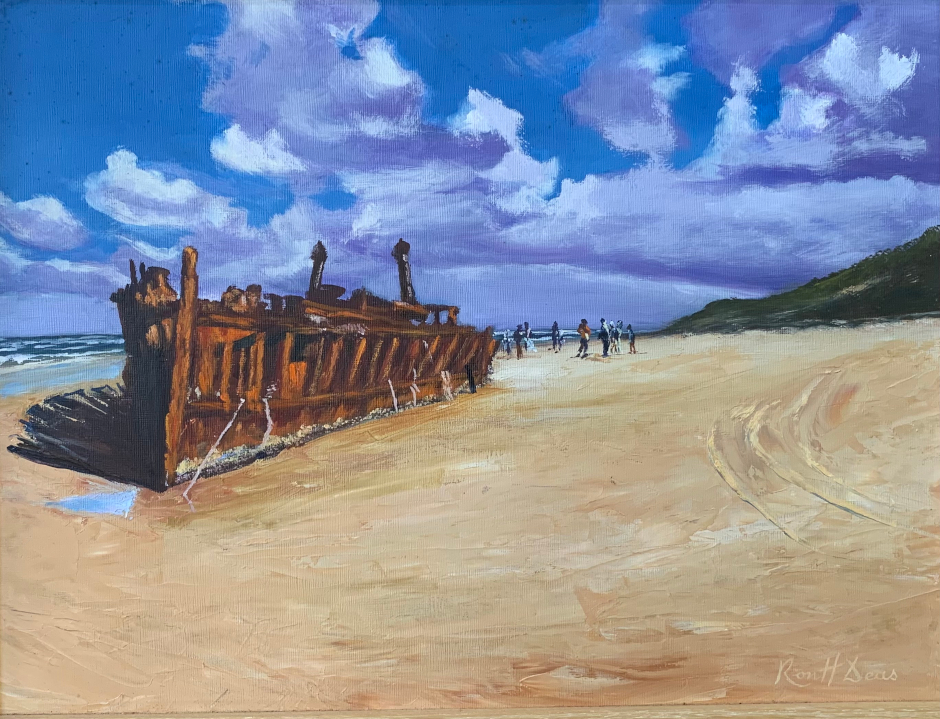 Painting: Rusty Wreck, K’gari Island